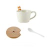 Tasse et cuillère en céramique avec petit renard et couvercle en bambou Three Hugs - Puériculture, Mode et Accessoires de bébé