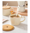 Tasse et cuillère en céramique avec petit renard et couvercle en bambou Three Hugs - Puériculture, Mode et Accessoires de bébé