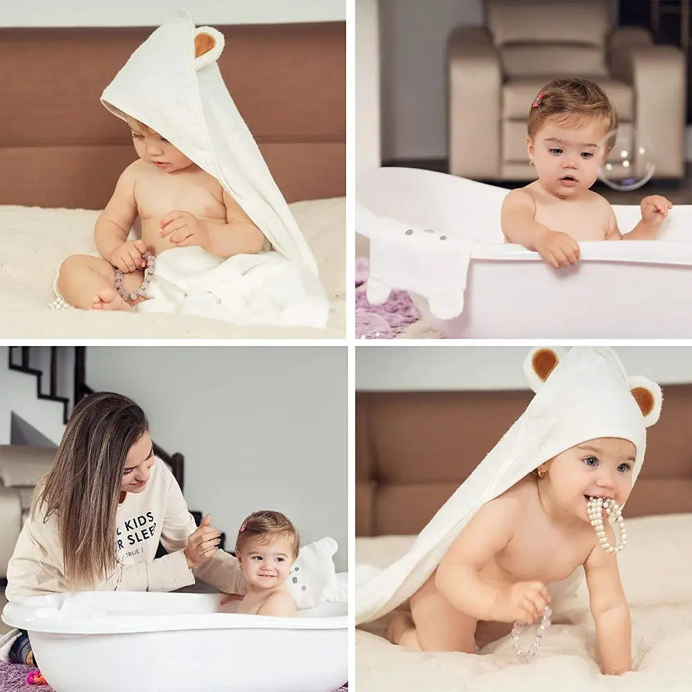 Serviette de bain bébé extra doux en Bambou ITeddy Bear™ – Three